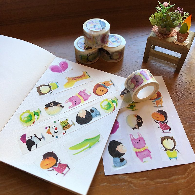 【9cm zoo series 】Colored masking tape with designs - มาสกิ้งเทป - กระดาษ 
