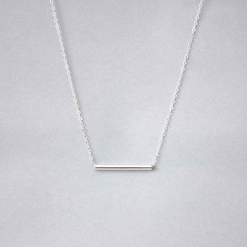 Handmade Sterling Silver Straight pipe Charm Necklace - สร้อยคอ - โลหะ สีเงิน