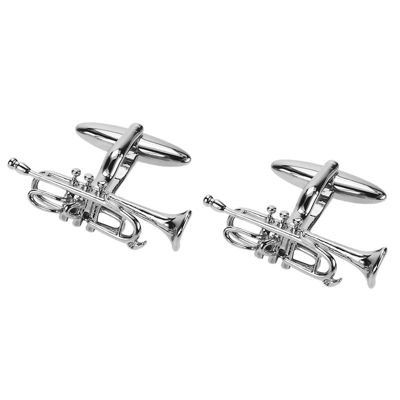 Trumpet Musical Instrument Cufflinks - Cuff Links - Other Metals Silver