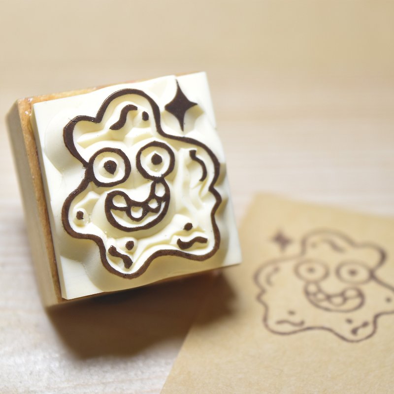 Cute bacteria Mr. handmade rubber stamp - Stamps & Stamp Pads - Rubber Khaki