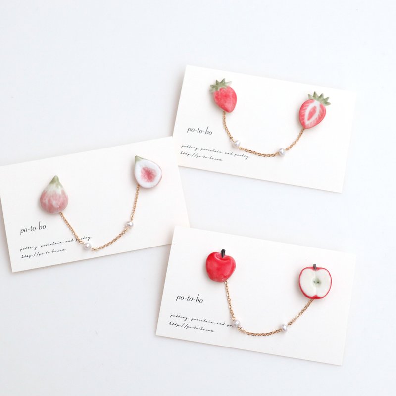水果胸針組 - 心口針/胸針 - 瓷 紅色