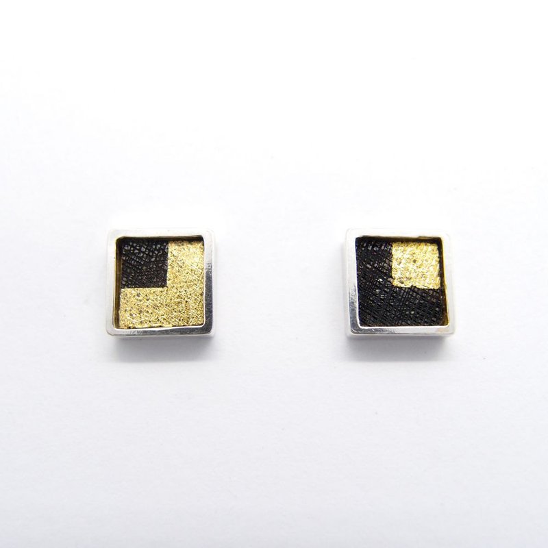 One centimeter square F-925 Silver earrings - ต่างหู - เงิน 