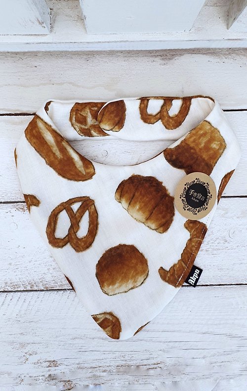 Akpn手作宣言 法國麵包-八層紗純棉角型口水巾圍兜