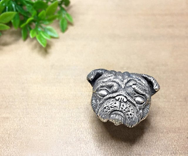 ぶさかわオッサン犬パグシルバーリング - ショップ 金霓工房シルバー