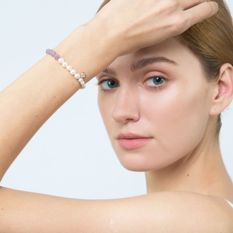 Graine Kunzite Pearl Bracelet - 手鍊/手環 - 珍珠 金色