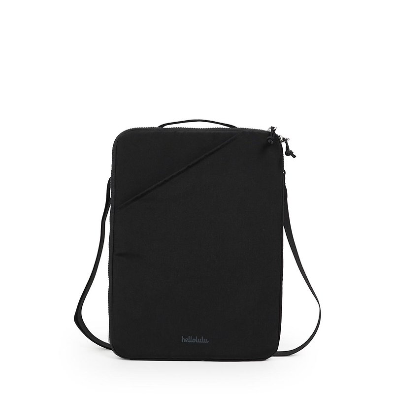 ATELJEE系列 | 13吋筆電斜背手提包 ERLE (泛黑) MacBook 14適用 - 電腦袋 - 聚酯纖維 黑色