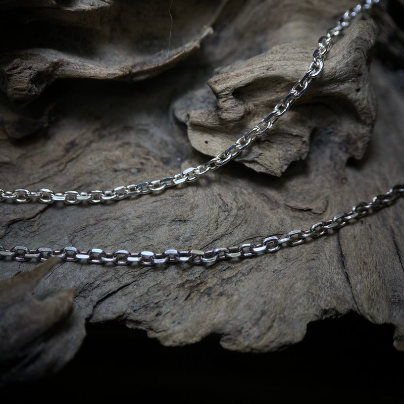 Faceted Square Circle Chain/925 Sterling Silver Necklace/Width 1.5mm - สร้อยคอ - เงินแท้ สีเงิน