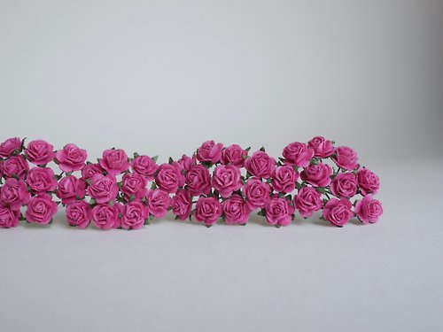 makemefrompaper Paper Flowers, DIY100 pieces mulberry small rose size 1.0 cm. hot pink color