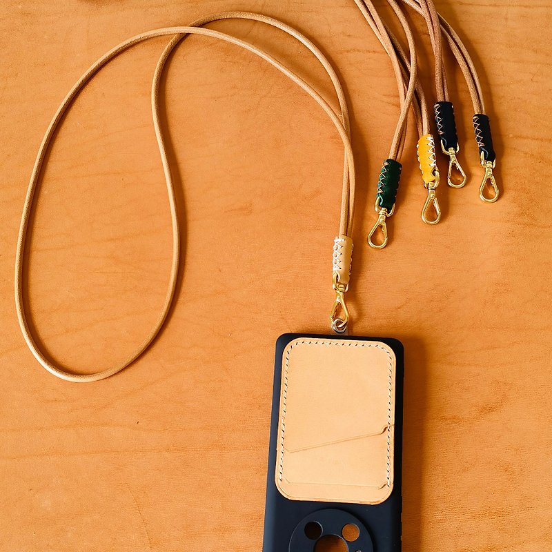 Vintage genuine leather mobile phone lanyard mobile phone shoulder strap ID lanyard - อุปกรณ์เสริมอื่น ๆ - หนังแท้ หลากหลายสี