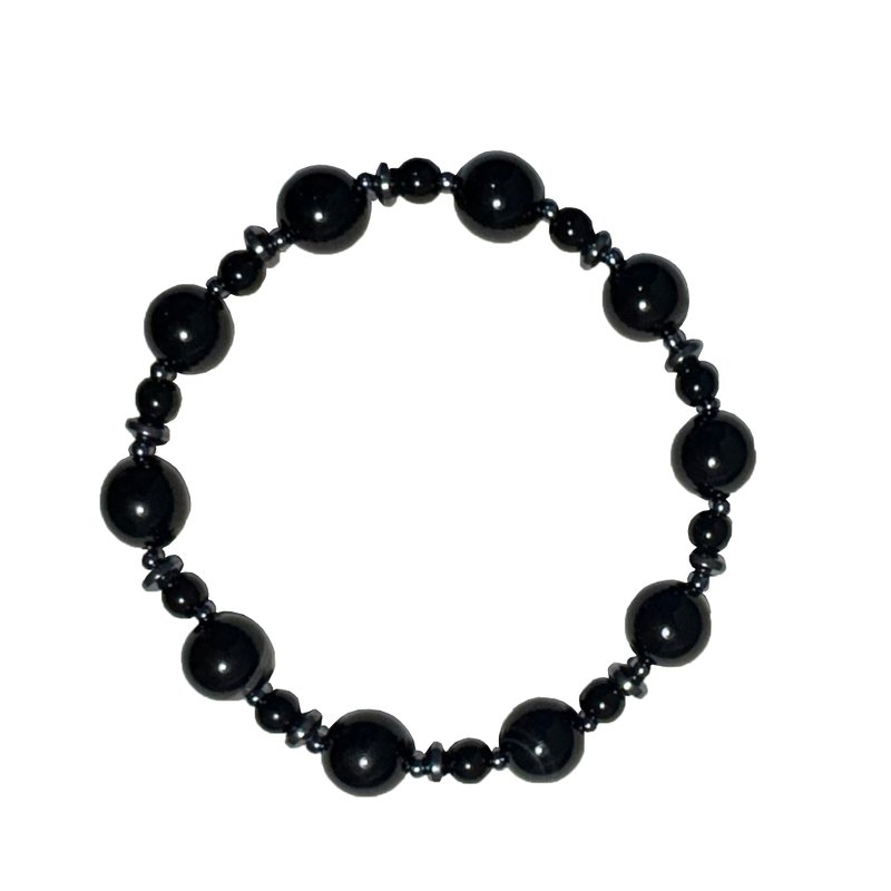 Silky Black Gemstone Bracelet 038 - 手鍊/手環 - 寶石 黑色