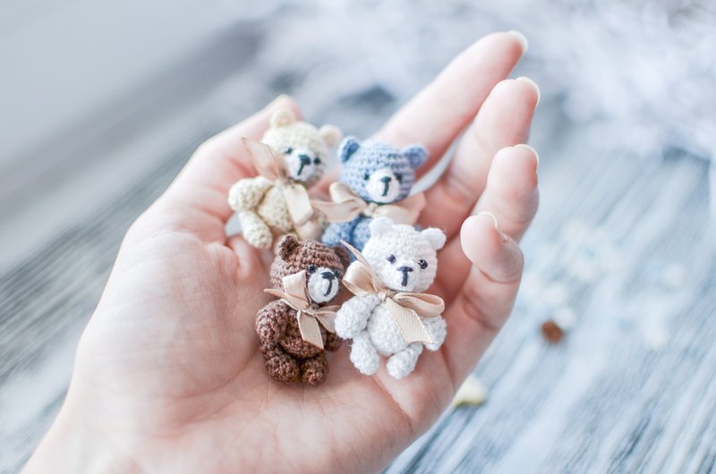 Miniature bear toys, Animal doll for doll, Stuffed teddy, Collectible cute bear - ตุ๊กตา - ผ้าฝ้าย/ผ้าลินิน หลากหลายสี