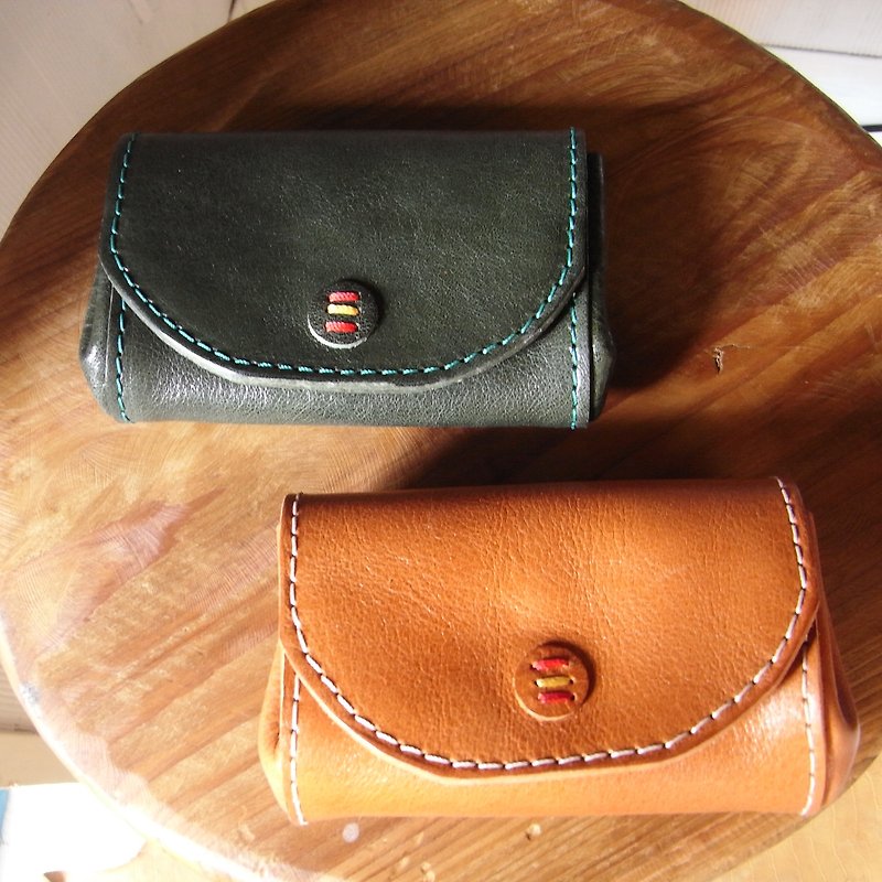 Multi-functional coin purse that can also hold cards / medium size / name possible / made in Japan / g-23-m [Customizable gift] - Coin Purses - Genuine Leather Orange