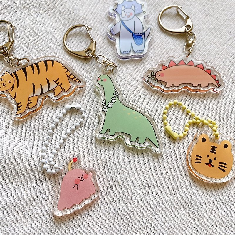 Double Layer Acrylic Keyring_Mar. 6 Dinosaur Acrylic Charms for the Year of the Tiger Charm - Charms - Acrylic Multicolor