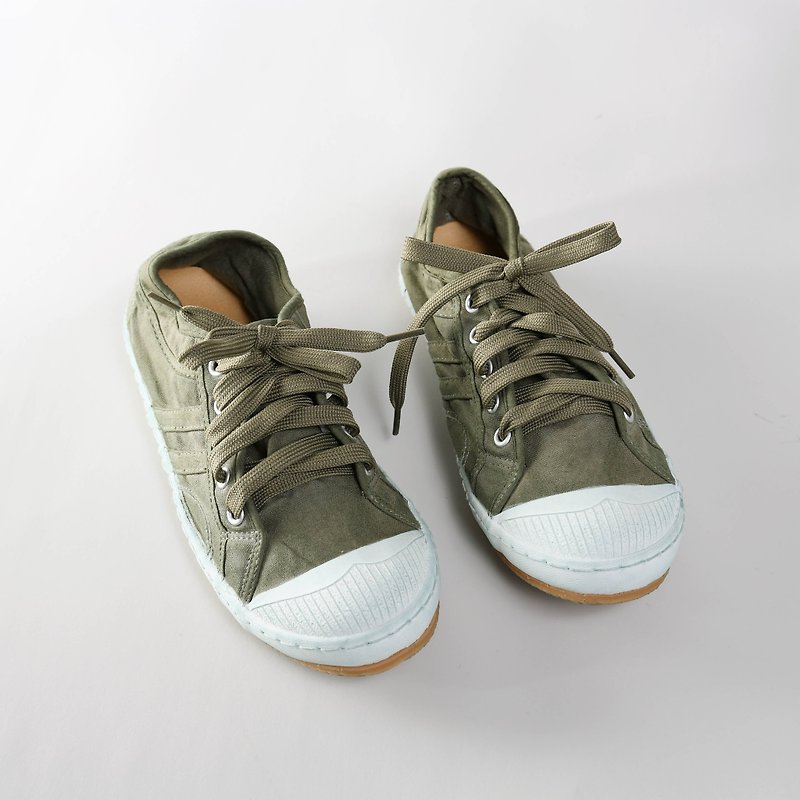 lana forest/washing and dyeing series/casual shoes/canvas shoes - รองเท้าลำลองผู้หญิง - ผ้าฝ้าย/ผ้าลินิน สีเขียว