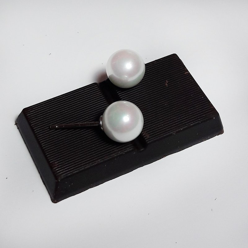 Snow White Beads 925 Sterling Silver Earrings Simple Design Nude - ต่างหู - เงินแท้ ขาว
