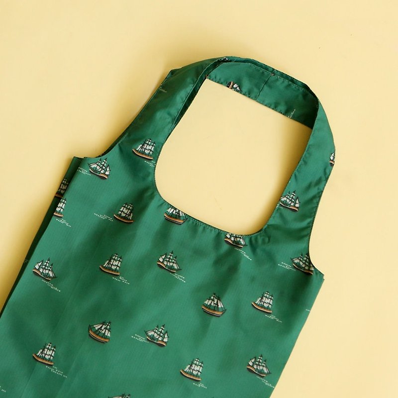 Folding shopping bag shoulder bag L-06 sailing, E2D16050 - Handbags & Totes - Polyester Green
