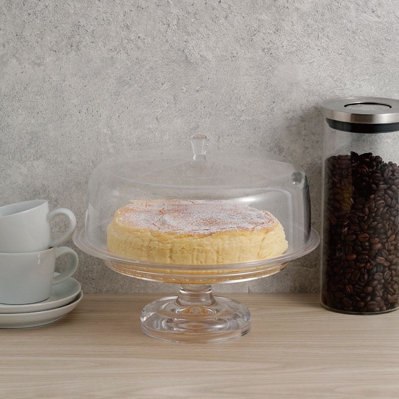 日本【SALUS 佐藤金屬】高腳點心架 附蓋 - 盤子/餐盤/盤架 - 塑膠 銀色