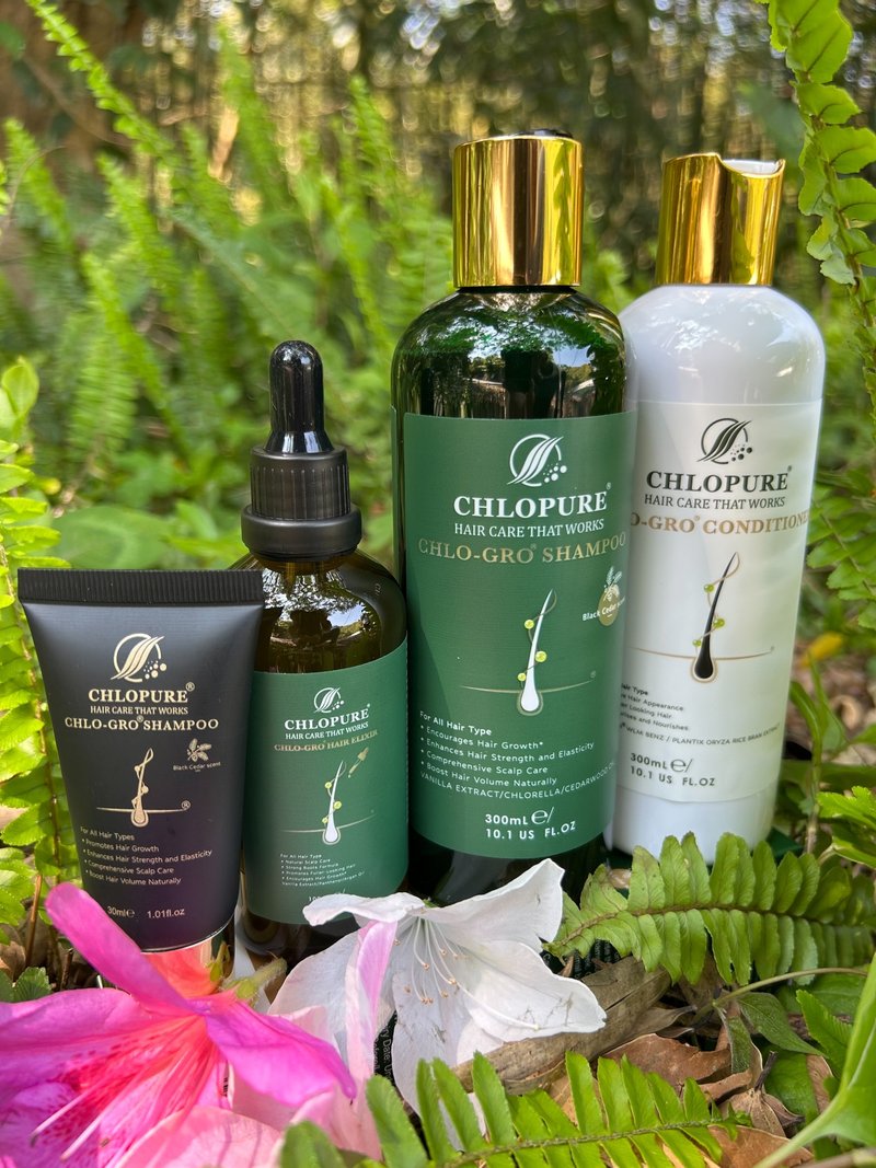 【英國品牌CHLOPUUR】養髮液100ml+洗髮精300ml+潤髮300ml+贈30ml - 洗髮精/餅/皂 - 環保材質 綠色