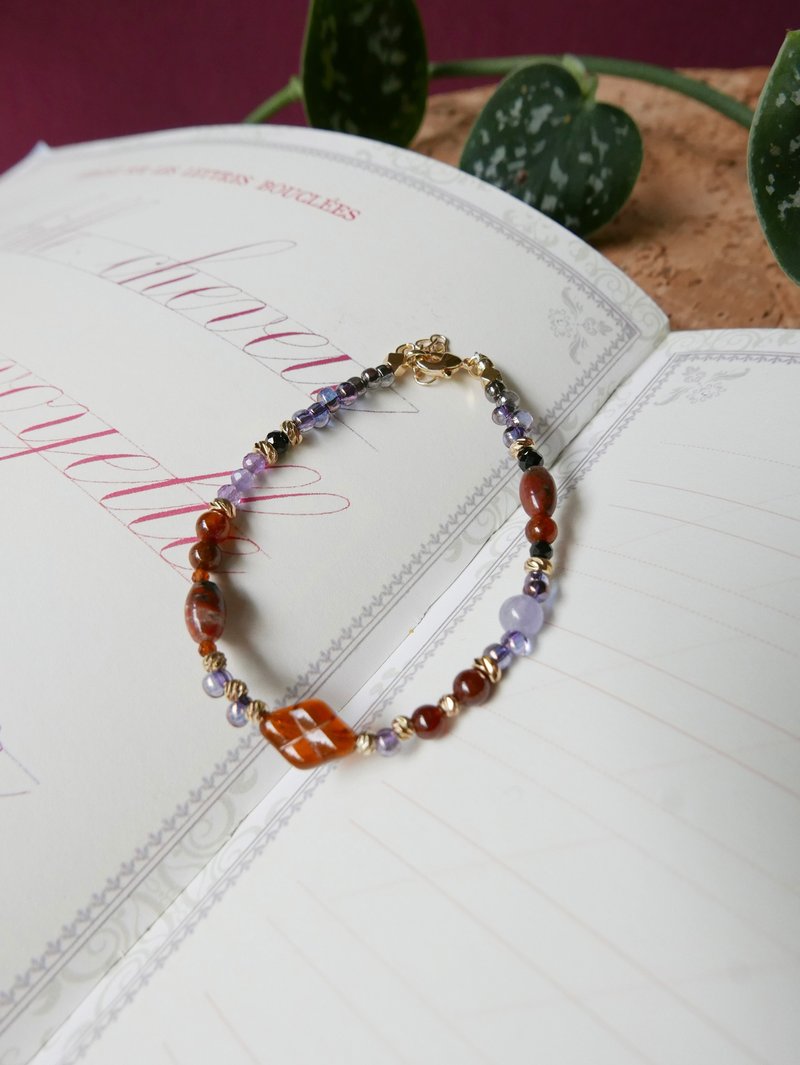 Gemstone Bracelet/Spessartine/Amoystone - Bracelets - Stone Multicolor