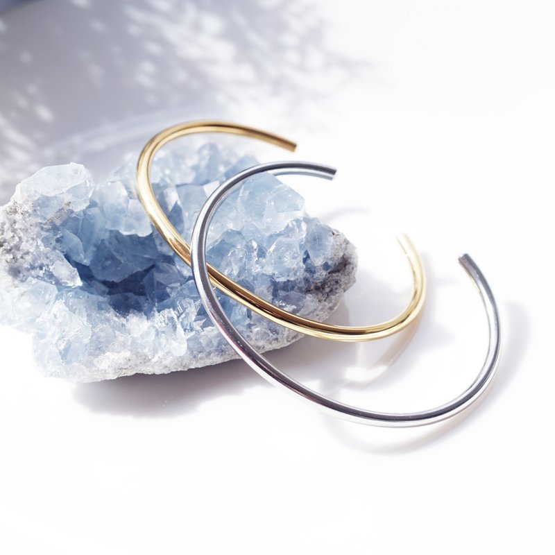 サージカルステンレスのプレーンバングル　月食・日食 - 手鍊/手環 - 寶石 金色