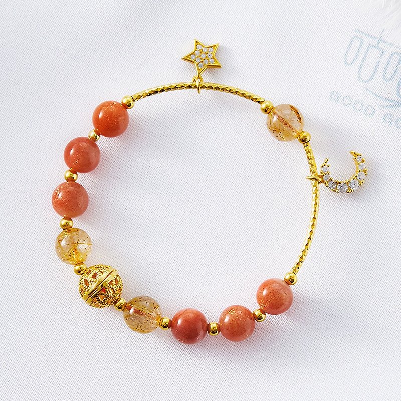 Lucky Stone Attract Good Luck Natural Sunstone Bracelet -(Consecration included) - Bracelets - Crystal Orange