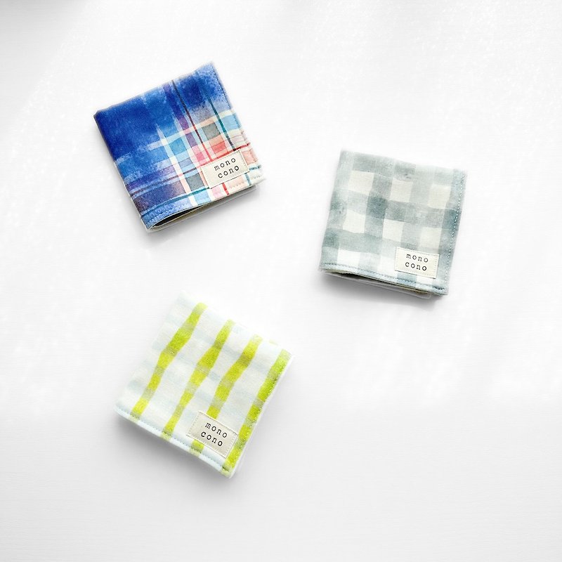 Unique check Japanese gauze + organic cotton 6-layer gauze handkerchief - Handkerchiefs & Pocket Squares - Cotton & Hemp Multicolor