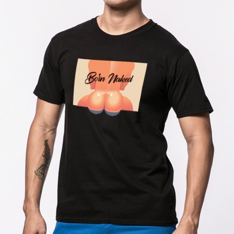 AttentionWear我的美尻系列T-shirt【天生美尻-黑色】│ATTENTION - 男 T 恤 - 棉．麻 黑色