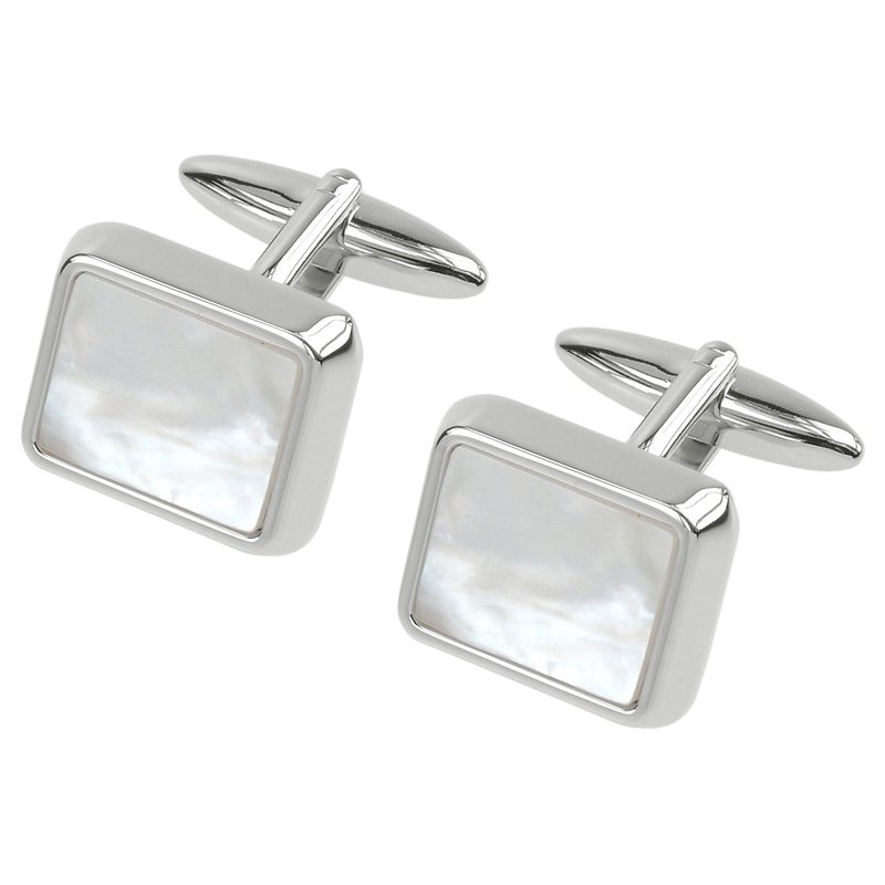 Mother of Pearl Rectangular Cufflinks - Cuff Links - Other Metals White