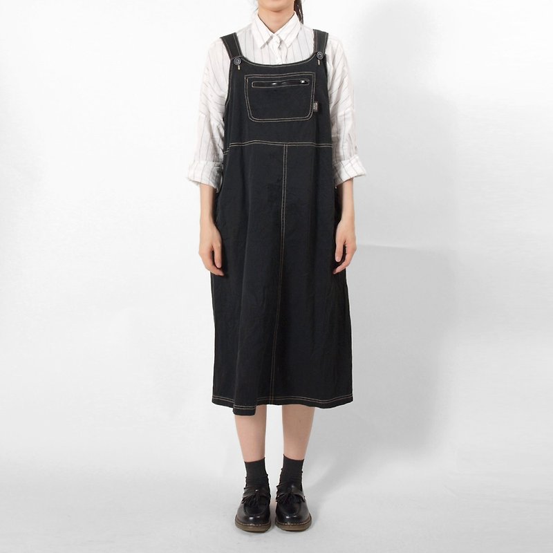 │moderato│ personality vintage black Dress │vintage. Forest retro. British literature and art. Japanese girl - ชุดเดรส - เส้นใยสังเคราะห์ สีดำ