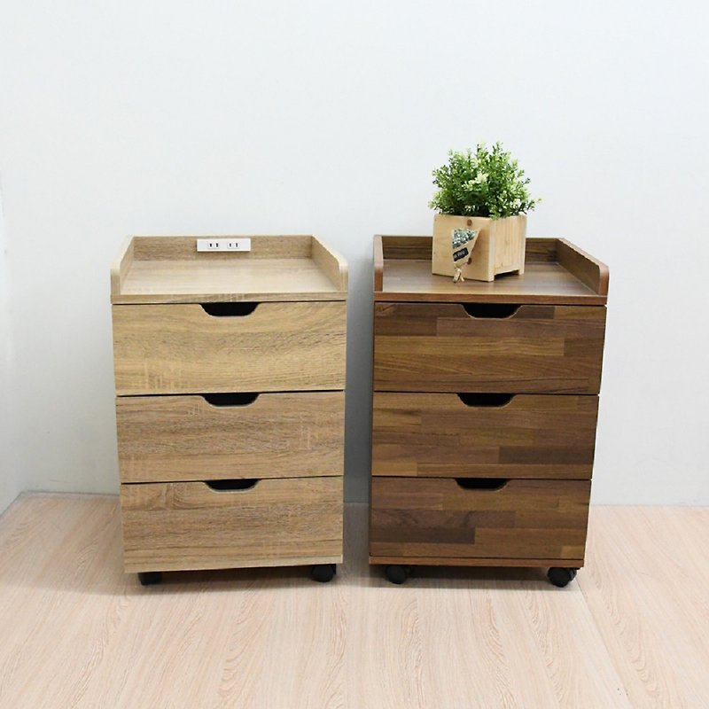 Three-layer movable cabinet bedside table side cabinet multi-function drawer cabinet file cabinet makeup cabinet | Joe Aisen - Other Furniture - Wood Brown