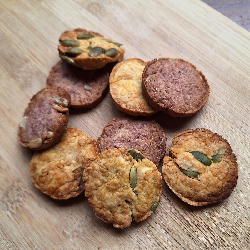 Handmade health biscuits - Purple sweet potato, sunflower seeds/pumpkin and pumpkin seeds - natural, no additives - ready to order - คุกกี้ - อาหารสด 