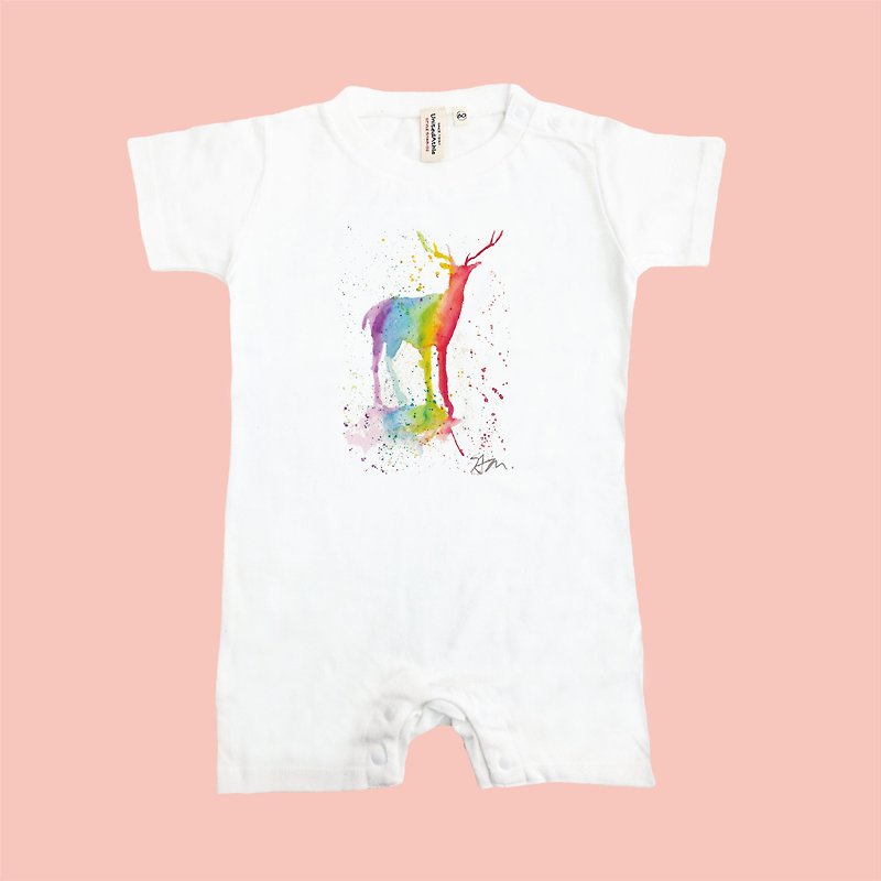 [Series] Sam Earth Rainbow Rainbow Family fitted baby deer Japan United Athle cotton short-sleeved package fart clothes feeling soft - อื่นๆ - ผ้าฝ้าย/ผ้าลินิน 