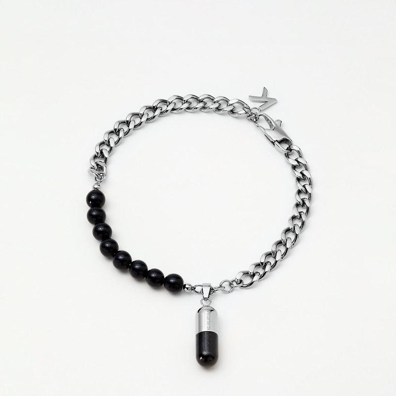 Capsule Bracelet Silver & Black Onyx - สร้อยข้อมือ - สแตนเลส สีเงิน