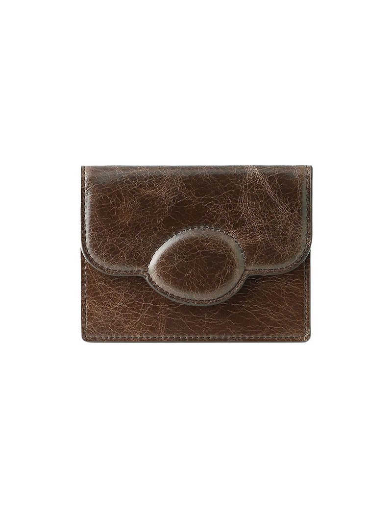 Pebble Card Wallet Crack brown (Italian Cow Leather) - ที่เก็บนามบัตร - หนังแท้ สีนำ้ตาล