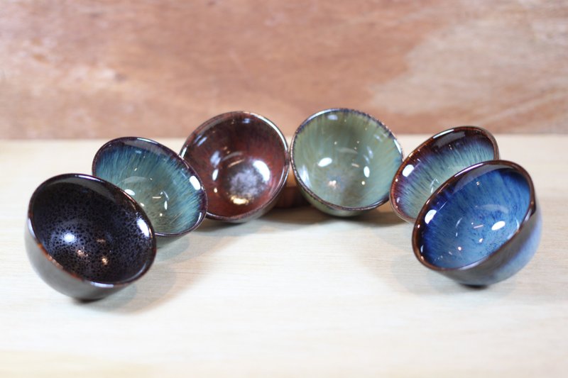 [Mother's Day Gift] Rainbow Six-Color Tianmu Chinese Teacup Set Yingge Master Ye Minxiang's Work - ถ้วย - ดินเผา 