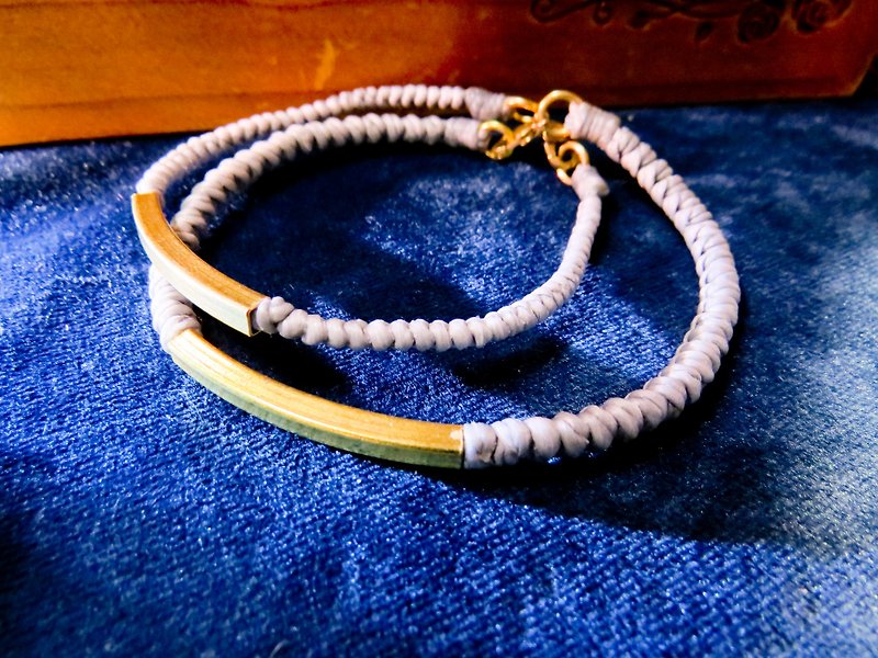 Wing Wing Hand-made jewelry braided bracelet Wax(square Bronze tubes, do couples chain) - Bracelets - Other Metals 