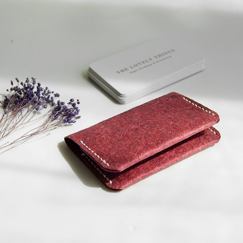 CASEY Bi-fold Card Holder - Madder Red (Eco-friendly/Coconut Leather/Vegan) - Card Holders & Cases - Eco-Friendly Materials Red