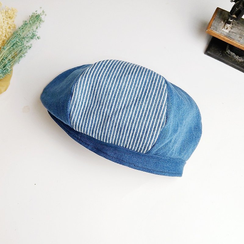 Handmade double-sided Berets - หมวก - ผ้าฝ้าย/ผ้าลินิน สีน้ำเงิน