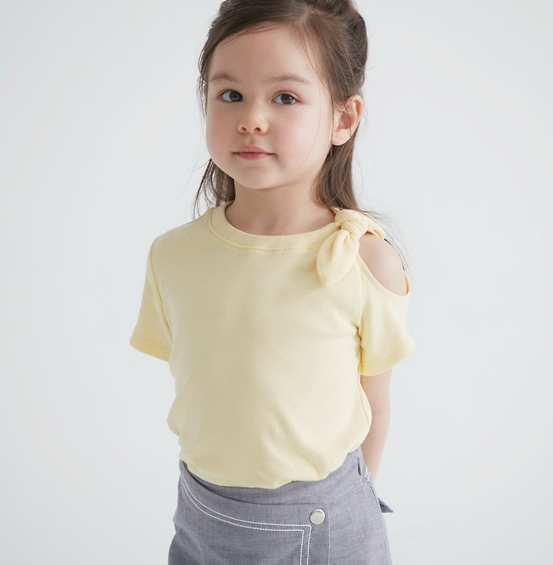 The gift Shoulder Openwork Bow Top (Yellow / Pink) - Other - Cotton & Hemp Yellow