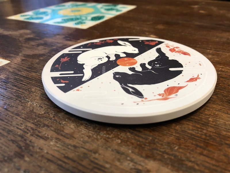 Ten Gods 2019 Mid-Autumn Festival Limited Moon Rabbit Ceramic Coaster - Coasters - Other Materials 