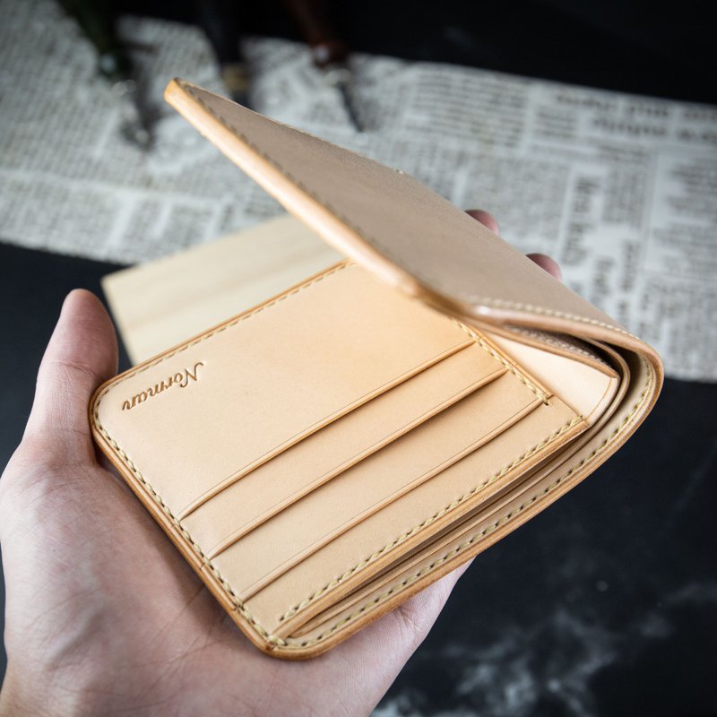 [Customized gift] [Arc wallet, Silver] Original color Italian vegetable tanned leather customized lettering - กระเป๋าสตางค์ - หนังแท้ หลากหลายสี