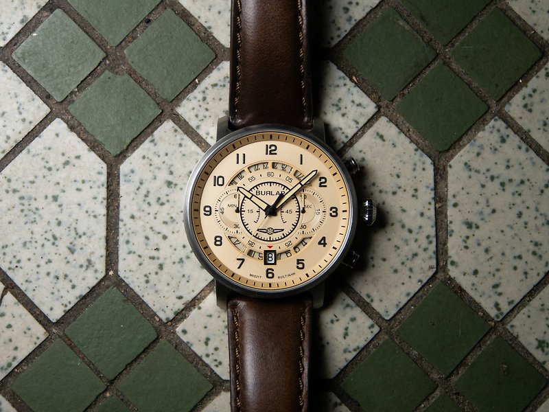 Burlap Watches 香港品牌 Chrono First 計時碼腕錶 鋼色殻米色面 - 男錶/中性錶 - 不鏽鋼 卡其色