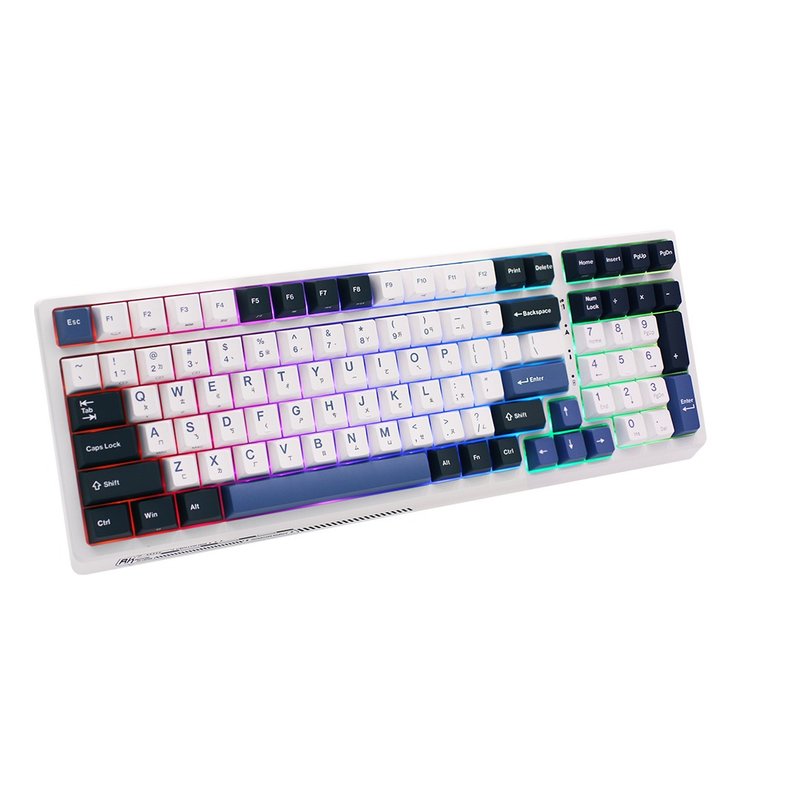 [RK] G98 mechanical keyboard Bluetooth three-mode PBT keycap 100 keys K yellow axis RGB blue tide - อุปกรณ์เสริมคอมพิวเตอร์ - พลาสติก ขาว