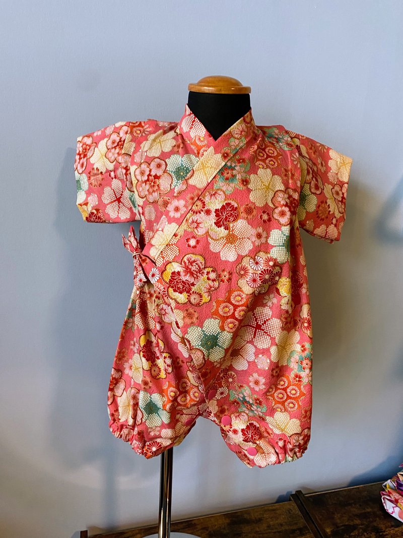 赤ちゃん甚平 ７０cm 日式嬰兒甚平 - 包屁衣/連身衣 - 棉．麻 粉紅色