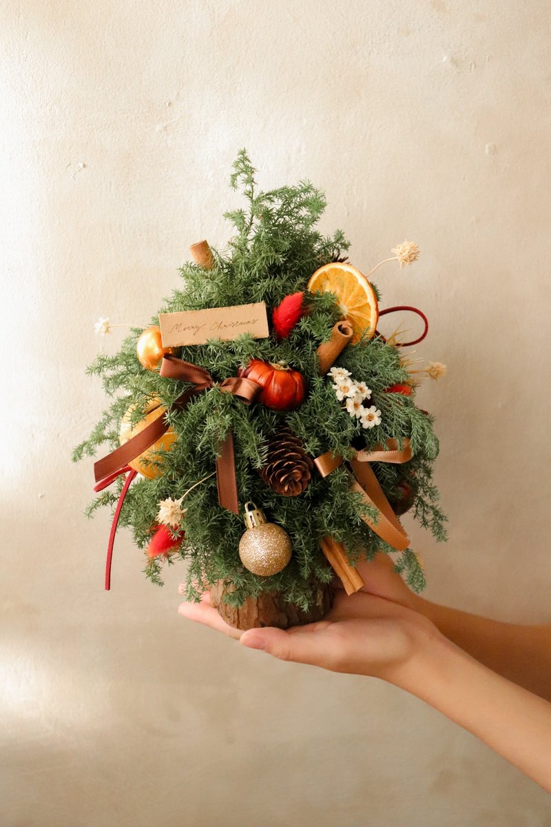 - Fruity Christmas tree - Dried flower Christmas tree Christmas dried flower ornaments exchange gifts - ช่อดอกไม้แห้ง - พืช/ดอกไม้ สีเขียว