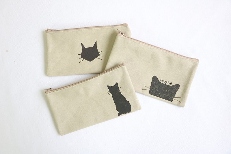 MaryWil cat series peek-a-boo pencil case/universal bag - กล่องดินสอ/ถุงดินสอ - กระดาษ สีกากี