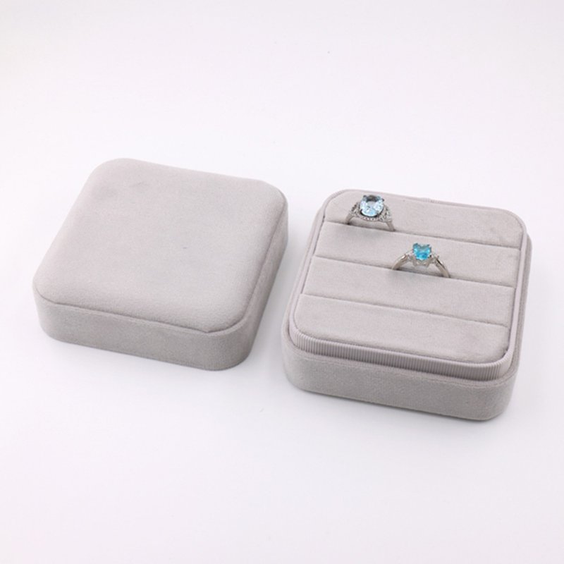 3 rows of 9 rings storage box travel carrying gray jewelry box - Storage - Cotton & Hemp 