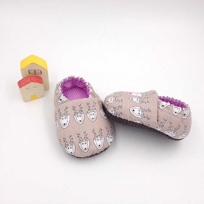 Pai Elk-Toddler Shoes / Baby Shoes / Baby Shoes - รองเท้าเด็ก - ผ้าฝ้าย/ผ้าลินิน สีกากี