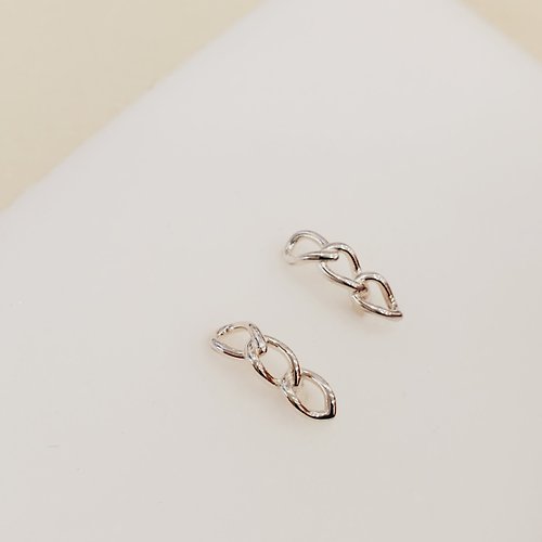 LYNLI Jewelry 【耳環】純銀-鎖鏈-耳針扣-母親節/畢業禮物/情人節禮物