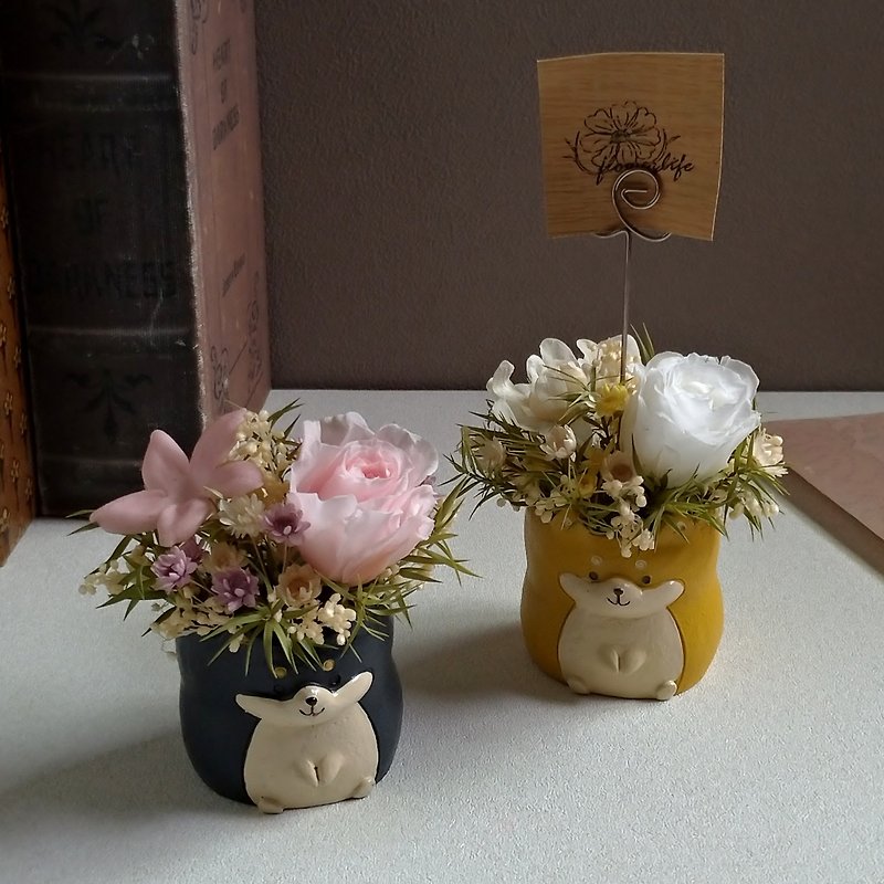 【Woof│Shiba Inu】memo folder table flower│Eternal flower (not withered flower)│Dried flower - ช่อดอกไม้แห้ง - พืช/ดอกไม้ 